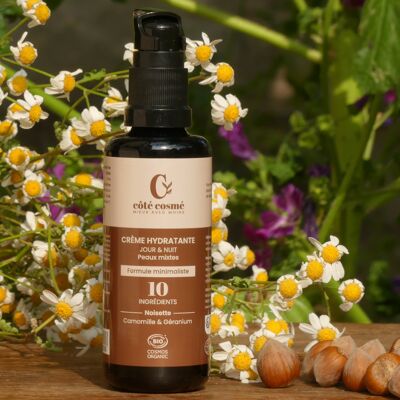 4 x Crème jour & nuit hydratante - Camomille, noisette & Géranium  Peaux mixtes à grasses COSMOS ORGANIC