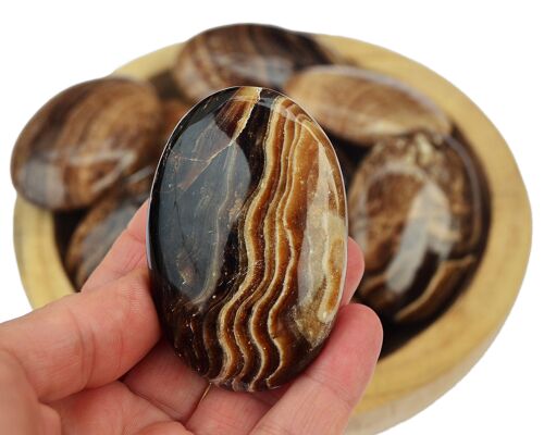 Chocolate Calcite Palm Stone (8 -10 Pcs) - (45mm - 75mm)