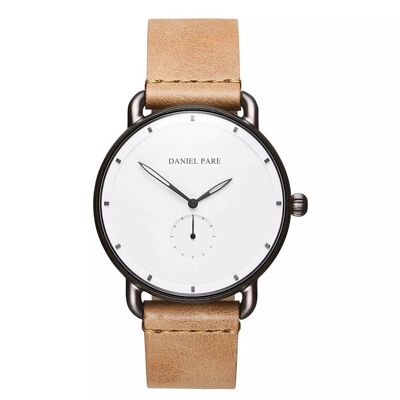 Orologio rustico con cinturino in pelle da 38 mm per lui