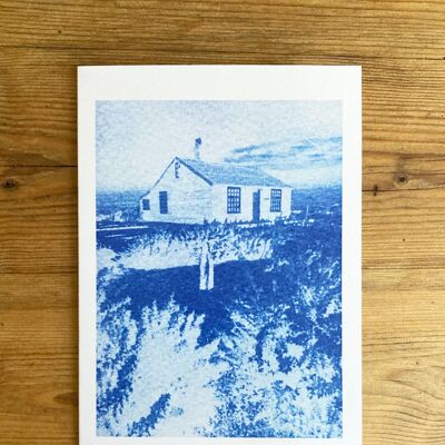 Botanische blaue Grußkarte „Prospect Cottage“.