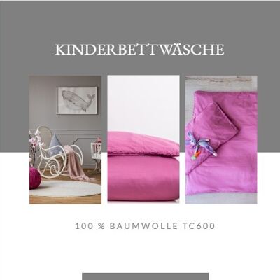 Biancheria da letto per bambini rosa, raso di cotone