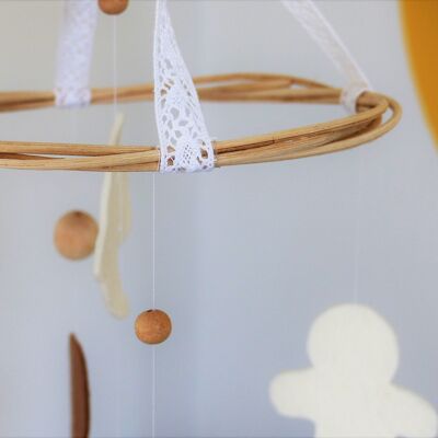 Bohemian Baby Mobile - Feltro di rattan e pizzo