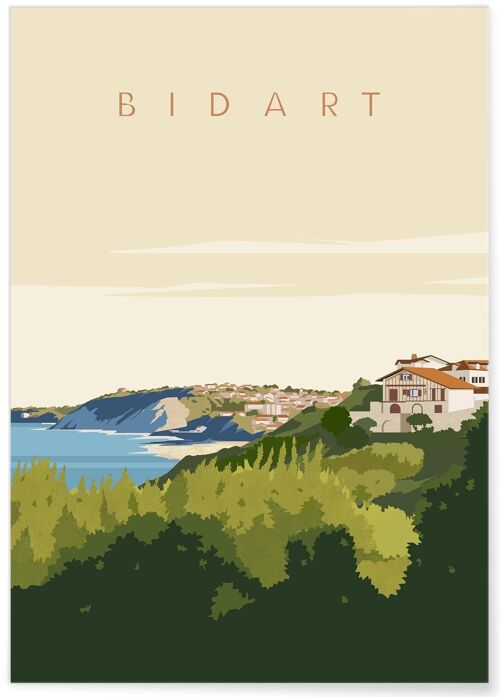 Affiche illustration de la ville de Bidart