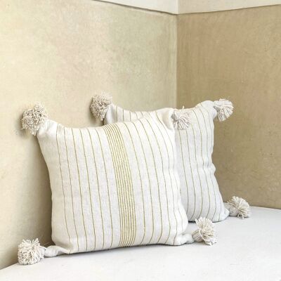 White & Gold Striped Cushions - Doublesided