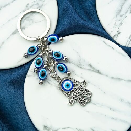 Hamsa Hand Turkish Protection Greek Evil Eye Nazar mal de ojo Keyring