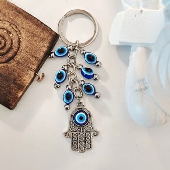 Hamsa Hand Turkish Protection Greek Evil Eye Nazar mal de ojo Porte-clés 2