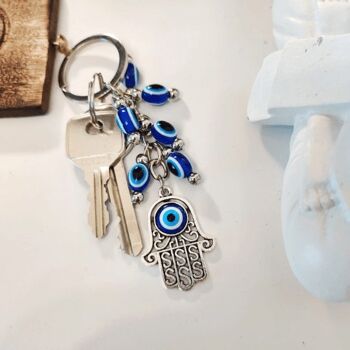 Hamsa Hand Turkish Protection Greek Evil Eye Nazar mal de ojo Porte-clés 3