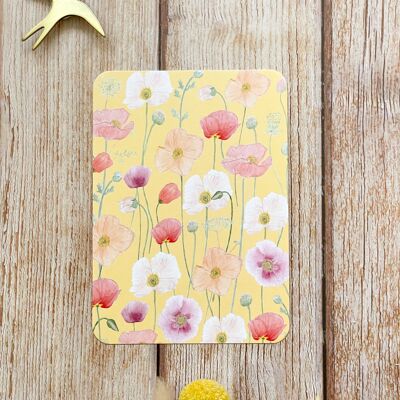 Yellow poppy pattern card - with envelope