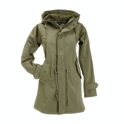 Short coat made of soft shell - khaki