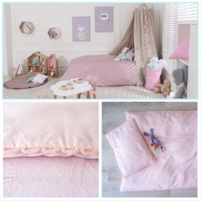 Rosa de ropa de cama para niños - hecha de satén de algodón