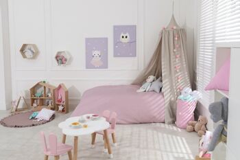 Linge de lit enfant rose - en satin de coton 7