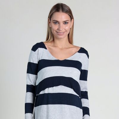 Fine Striped Nursing Sweater
