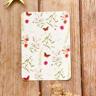 Carte motif papillons laurier rose cosmos -avec enveloppe