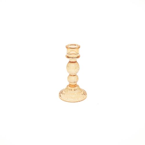 HV Glass Candleholder - Amber - 8x15.5cm