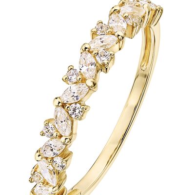 9ct Yellow Gold White CZ Half Eternity Ring