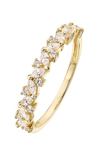 Bague demi-éternité en or jaune 9 carats avec cz blanche 2