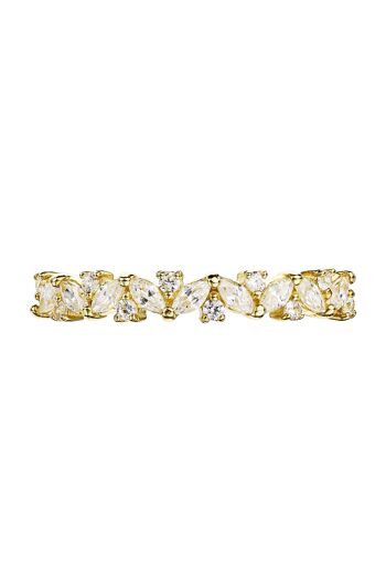 Bague demi-éternité en or jaune 9 carats avec cz blanche 4