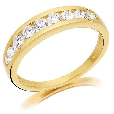 Anillo de eternidad con circonitas blancas en oro amarillo de 9 ct