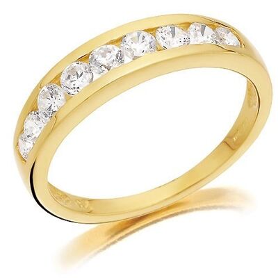 9ct Yellow Gold White CZ Eternity Ring