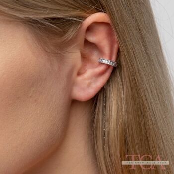 Longue chaîne en cristal en forme de C gland non piercing cartilage oreille grimpeur oreille manchettes 2