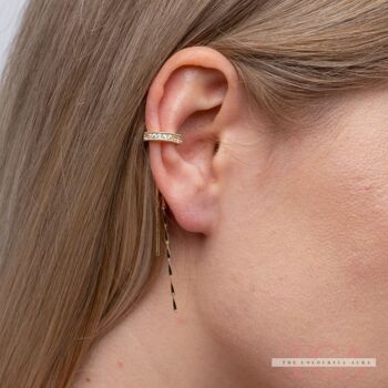 Longue chaîne en cristal en forme de C gland non piercing cartilage oreille grimpeur oreille manchettes 3