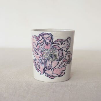 Tasse en céramique peinte à la main "Fleur Rose" 2