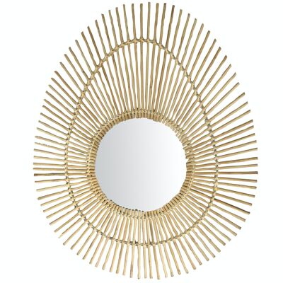 OVAL MIRROR IN NATURAL BAMBOO 60X48CM COBA