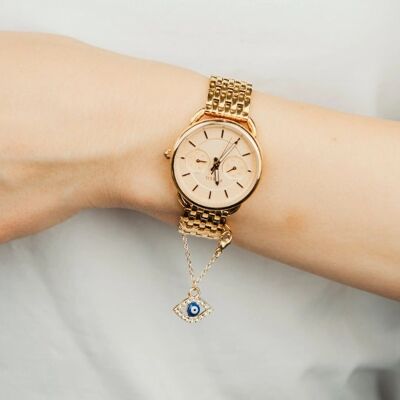 Dainty Evil Eye Zircon Watch Strap Ciondola il fascino turco dell'orologio da polso