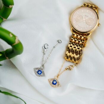 Dainty Evil Eye Zircon Watch Strap Dangle Montre-bracelet Charme turc 4