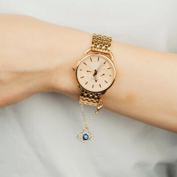 Dainty Evil Eye Zircon Watch Strap Dangle Montre-bracelet Charme turc 7