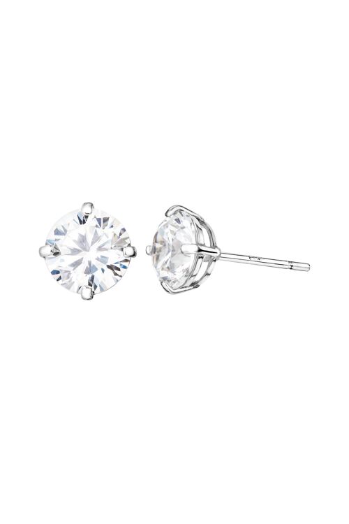 9ct White Gold White CZ 6mm Round Solitaire Stud Earrings