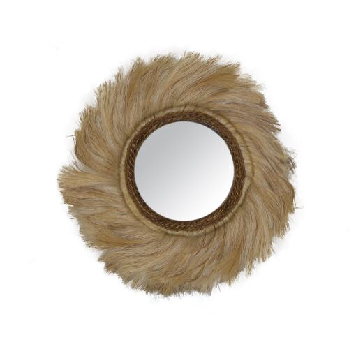 MIROIR EN FEUILLES D ABACA NATUREL DIAMETRE 60CMX4CM SOLAZAH