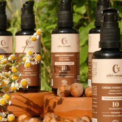 6 x Crème jour & nuit hydratante - Camomille, noisette & Géranium  Peaux mixtes à grasses COSMOS ORGANIC