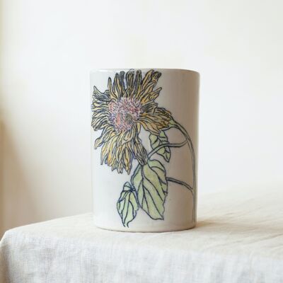 Handbemalte Keramikvase „Sonnenblume“