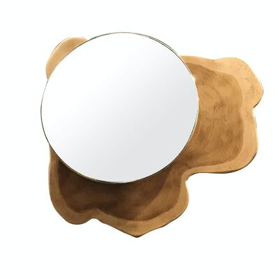 MIROIR EN TECK FORME NATURELLE DIAMETRE 30/23CM CIRCLE