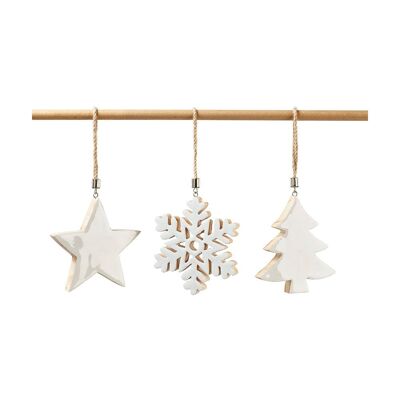 Suspensions de noël en bois 10 cm x 3  - OCCASION SPECIALE