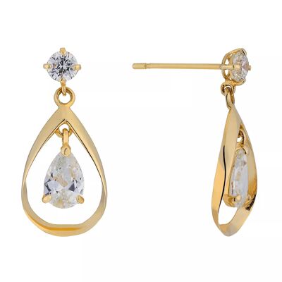 9ct Yellow Gold CZ Drop Earrings