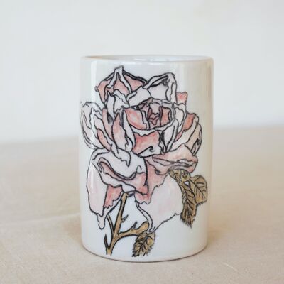 Handbemalte Keramikvase „Rose“