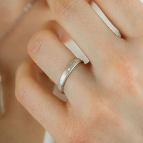 Adjustable Plain Pure Silver Slim Unisex Stacking Band Cuff Ring