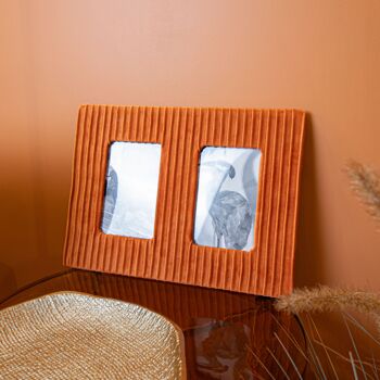 CADRE PHOTO DOUBLE EN VELOURS PLISSÉ TERRACOTTA 33X24X1 VRILLE 4