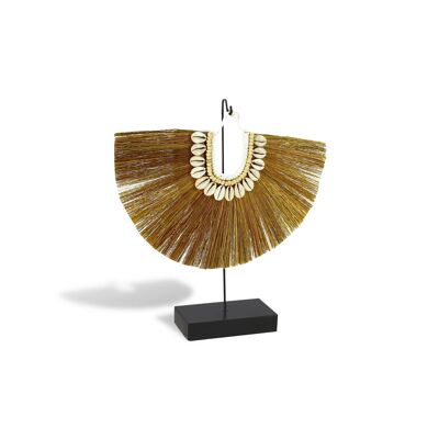 COLLAR EN MENDONG Y CONCHAS SOBRE METAL SOLCLE H33CM KIM