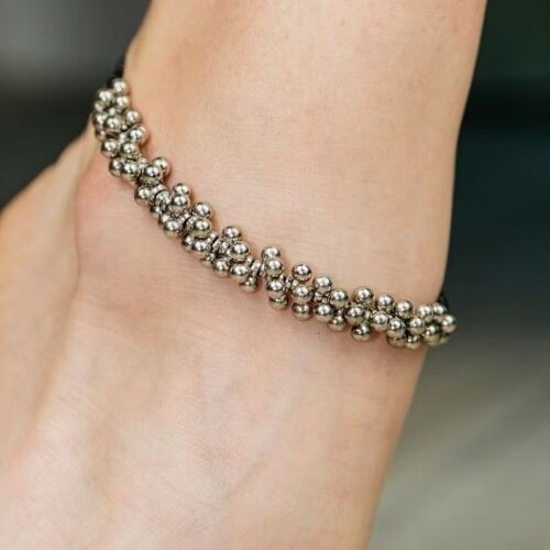 Oxidised German Silver Ghungroo Bells Ball Indie Chain Boho Payal Anklet