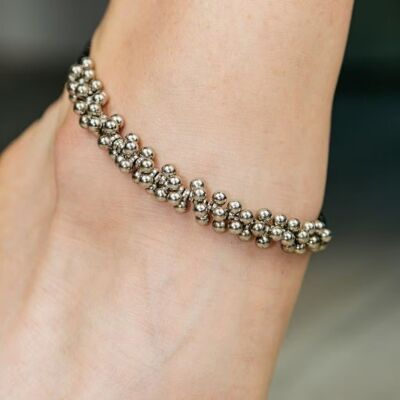 Tobillera de plata alemana oxidada Ghungroo Bells Ball Indie Chain Boho Payal