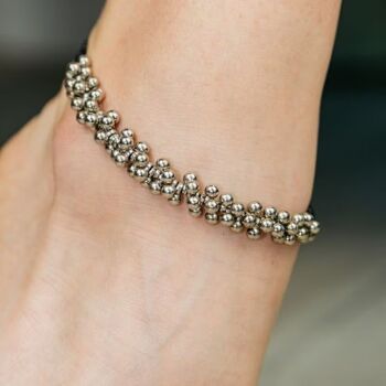 Bracelet de cheville Boho Payal en argent allemand oxydé Ghungroo Bells Ball Indie Chain 5