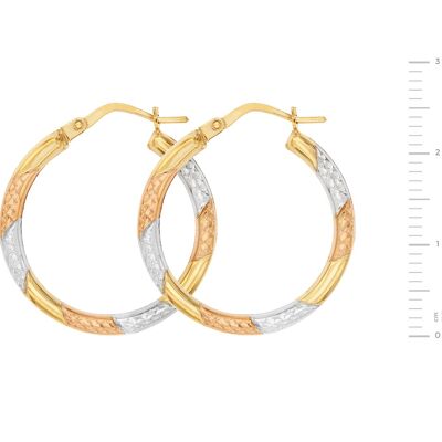 9ct Oro Giallo Taglio Diamante Orecchini Stile Creolo 29mm - Foto 10
