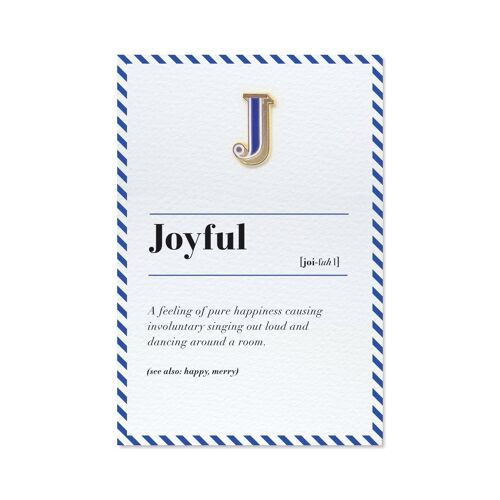 J/Joyful Pin Badge and Card