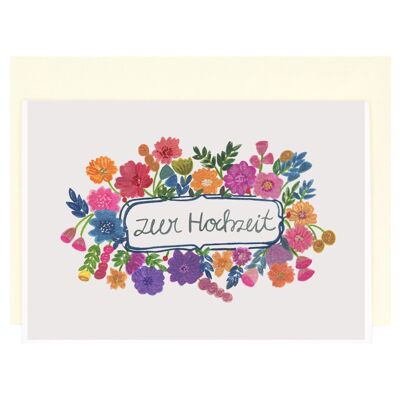 Blumenhochzeitskranz | Hochzeitskarte