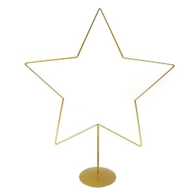 Gold metal star stand on foot 50cm - Christmas decoration