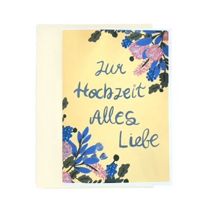 Rosa Blau Blumen | Hochzeitskarte