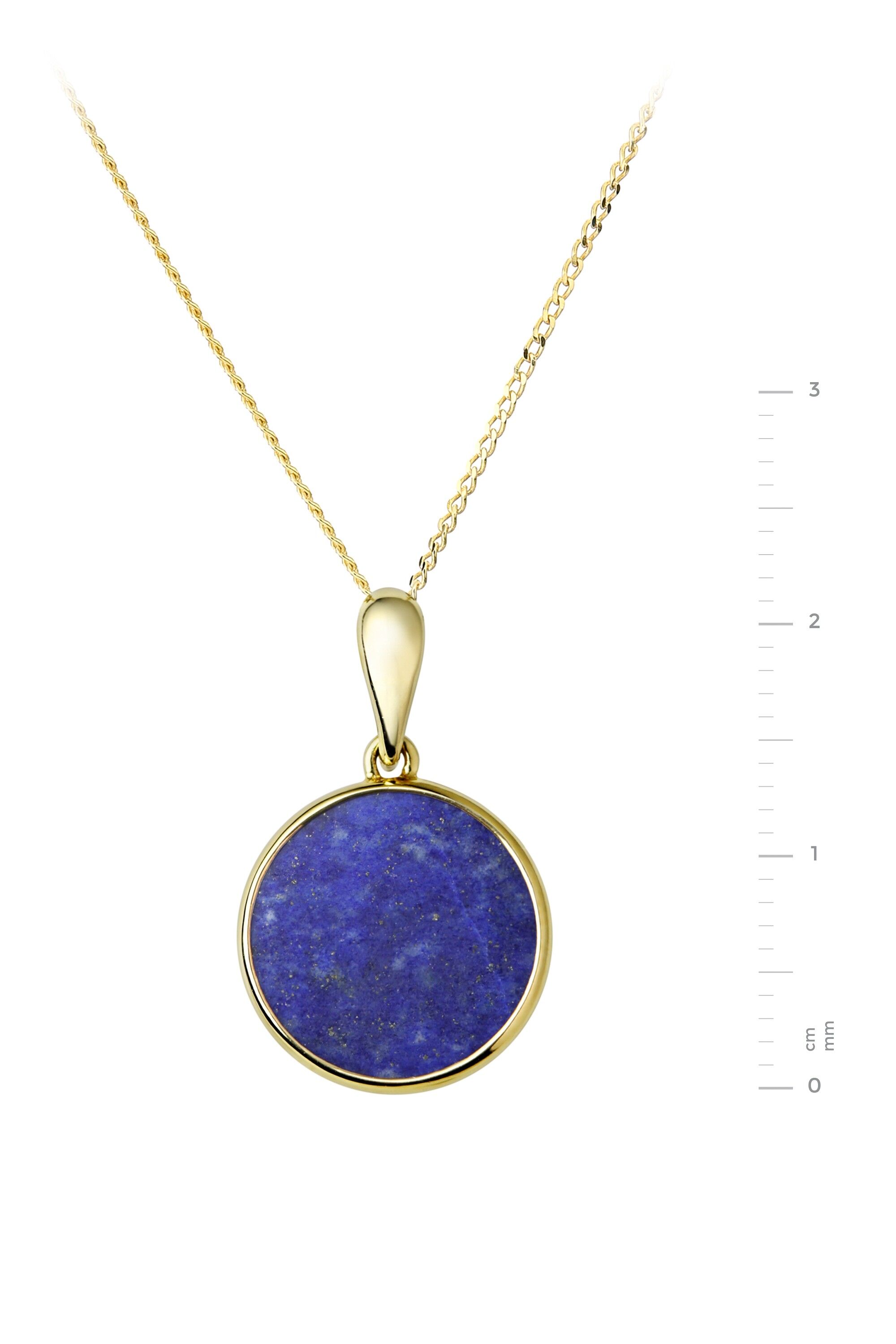 9 Karat Gelbgold 13,2X13,2 mm Runder Lapis-Anhänger mit 18-Zoll-Kette
